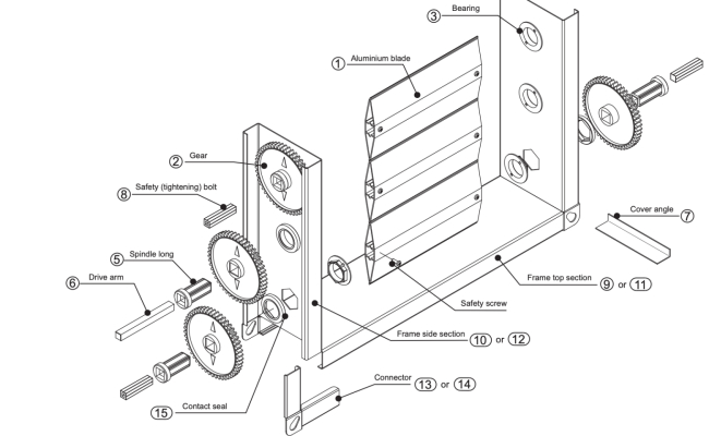 Külső fogaskerekes alumínium zsalu 100mm